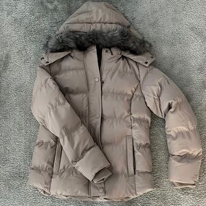 GGLeaf Women’s Hooded Winter Puffer Jacket - Khaki/tan